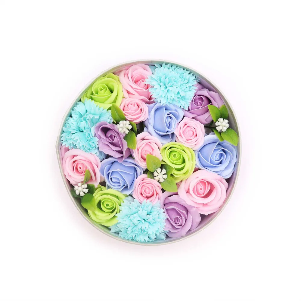 Cutie Rotundă Cadou cu Flori de Săpun – Blues Baby Blessings