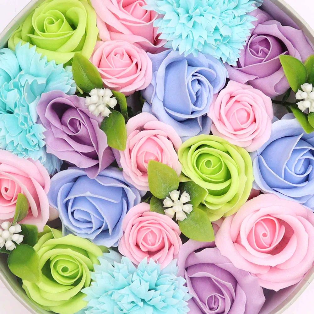 Cutie Rotundă Cadou cu Flori de Săpun – Blues Baby Blessings