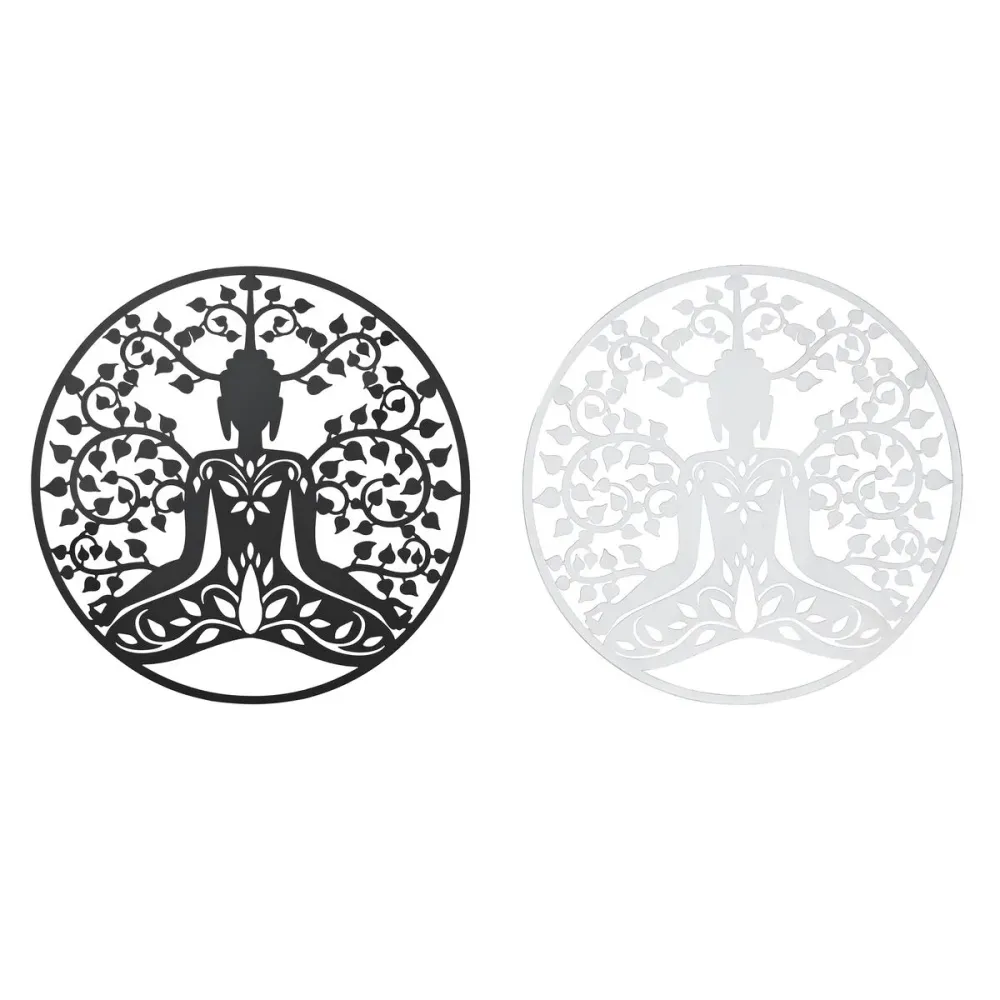 Decorațiune de Perete DKD Home Decor 100 x 1 x 100 cm Negru Buda Alb Oriental (2 Unități)