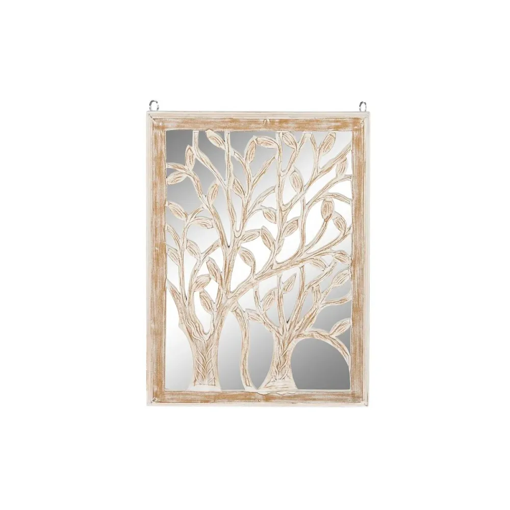 Decorațiune de Perete DKD Home Decor Oglindă Copac Alb Lemn MDF (45 x 2,5 x 65 cm)