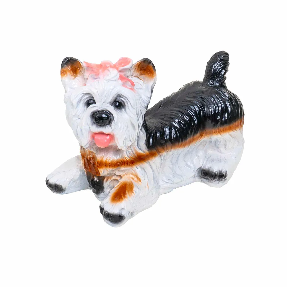 Decoratiune pentru gradina, din ceramica, model catel, inaltime 24cm, lungime 33cm / EXT 10389