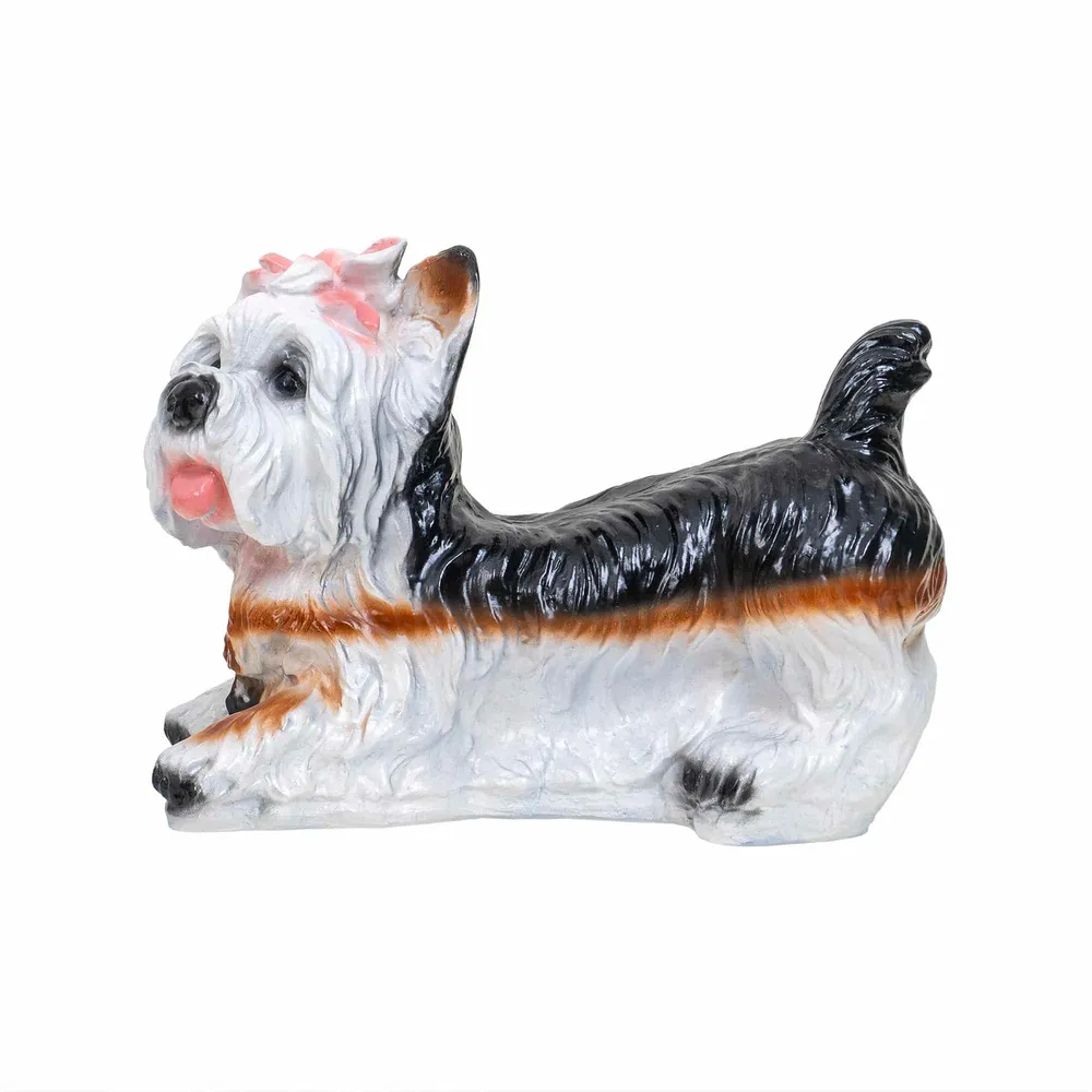 Decoratiune pentru gradina, din ceramica, model catel, inaltime 24cm, lungime 33cm / EXT 10389