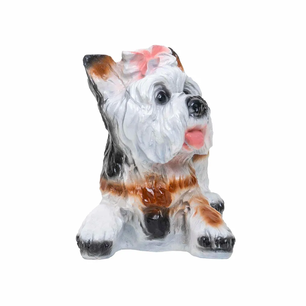 Decoratiune pentru gradina, din ceramica, model catel, inaltime 24cm, lungime 33cm / EXT 10389