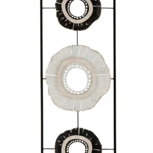 Decoratiune perete cu cercuri pe cadru dreptunghiular, 90 cm latime