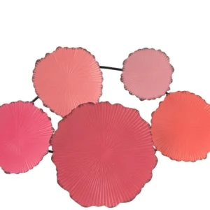 Decoratiune perete 5 cercuri Fuschia, 66x46 cm