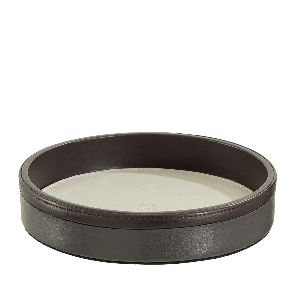 DUDU Tavă rotundă de buzunar pentru intrare din piele, tavă mică cu design multicolor de 16 cm, obiect decorativ pentru casă