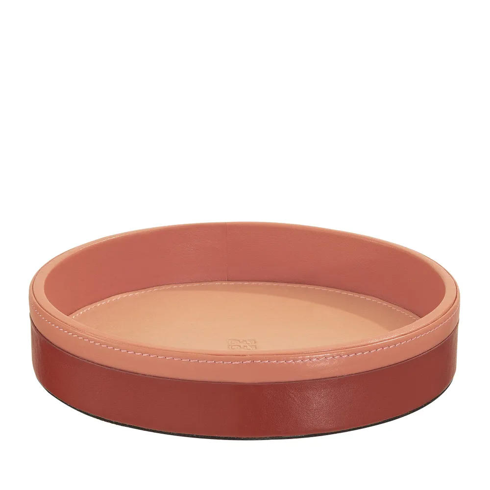 DUDU Tavă rotundă de buzunar pentru intrare din piele, tavă mică cu design multicolor de 16 cm, obiect decorativ pentru casă