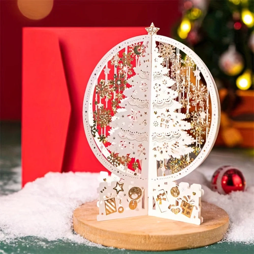 Felicitări de Crăciun 3D Pop-Up Ornament pentru Brad Decupat cu Laser Expunere