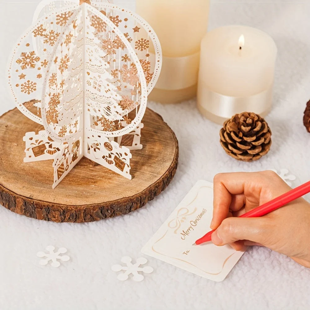 Felicitări de Crăciun 3D Pop-Up Ornament pentru Brad Decupat cu Laser Expunere