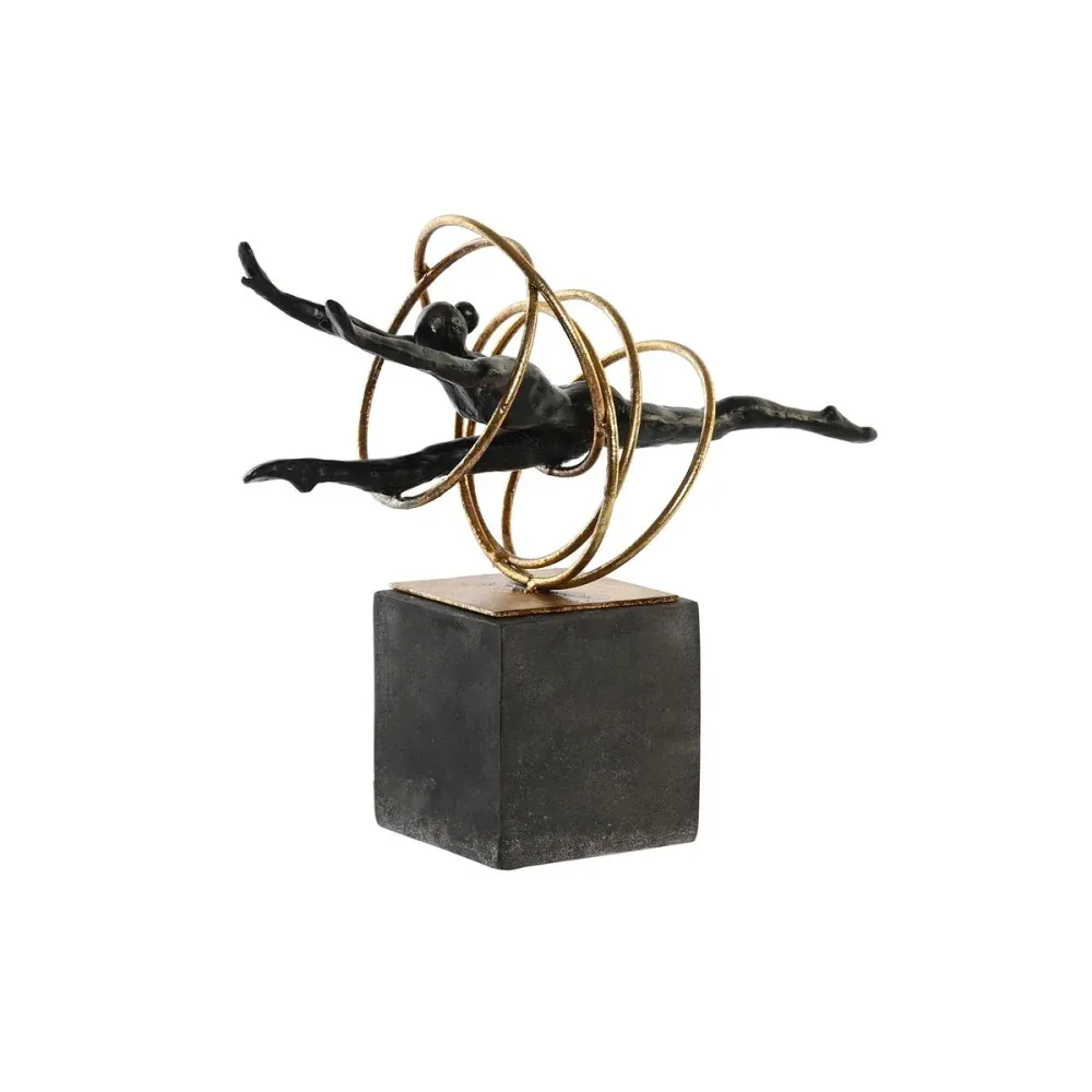 Figură Decorativă DKD Home Decor Negru Auriu* Metal Rășă Modern (36 x 14 x 29,5 cm)
