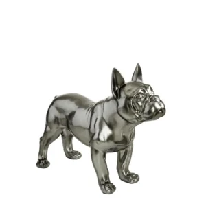 Figurină buldog gri argintiu din polyroasina, 40x51 cm