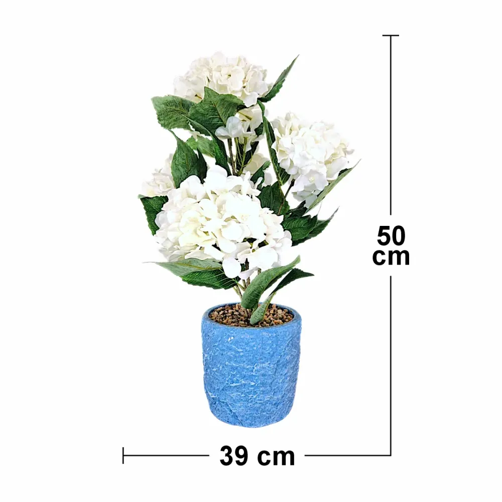 Floare artificiala ghiveci, Hortensie, Naimeed D2854, 39x39x50cm, Alb
