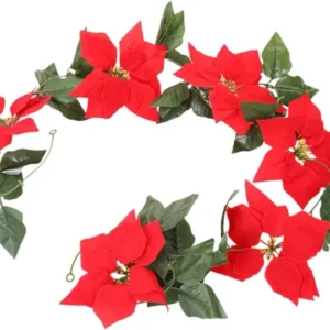 Ghirlanda cu Flori Decorative, Model Craciunita, 200 cm