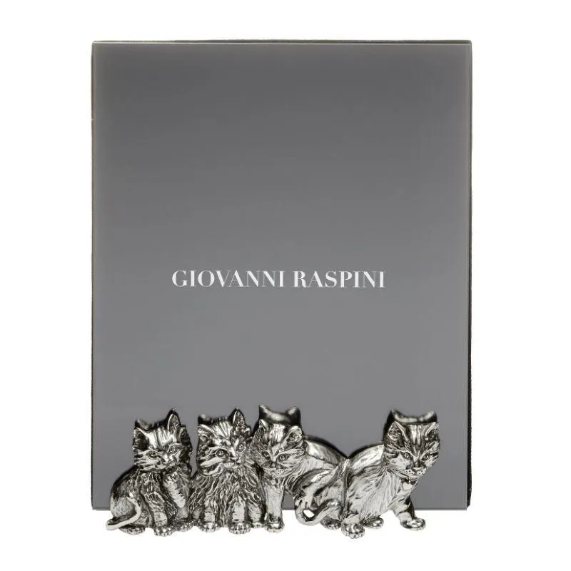 Giovanni Raspini Gatti sticla 16x20cm bronz alb B0364