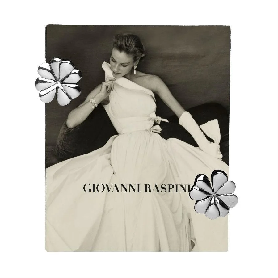 Giovanni Raspini sticlă mare Cloverleaf Clip cadru 16x20 bronz alb B166