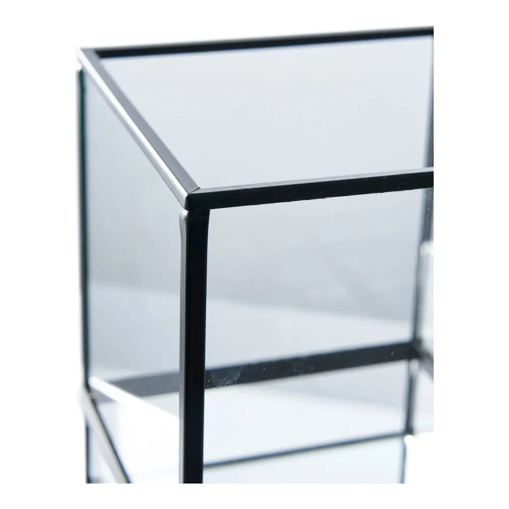 Hurricane Suport pentru lumanare, metal/sticla, negru 12x15 cm.