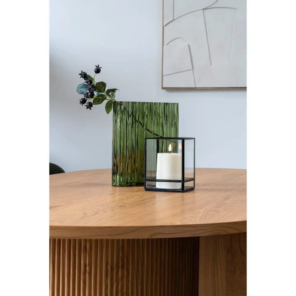 Hurricane Suport pentru lumanare, metal/sticla, negru 12x15 cm.