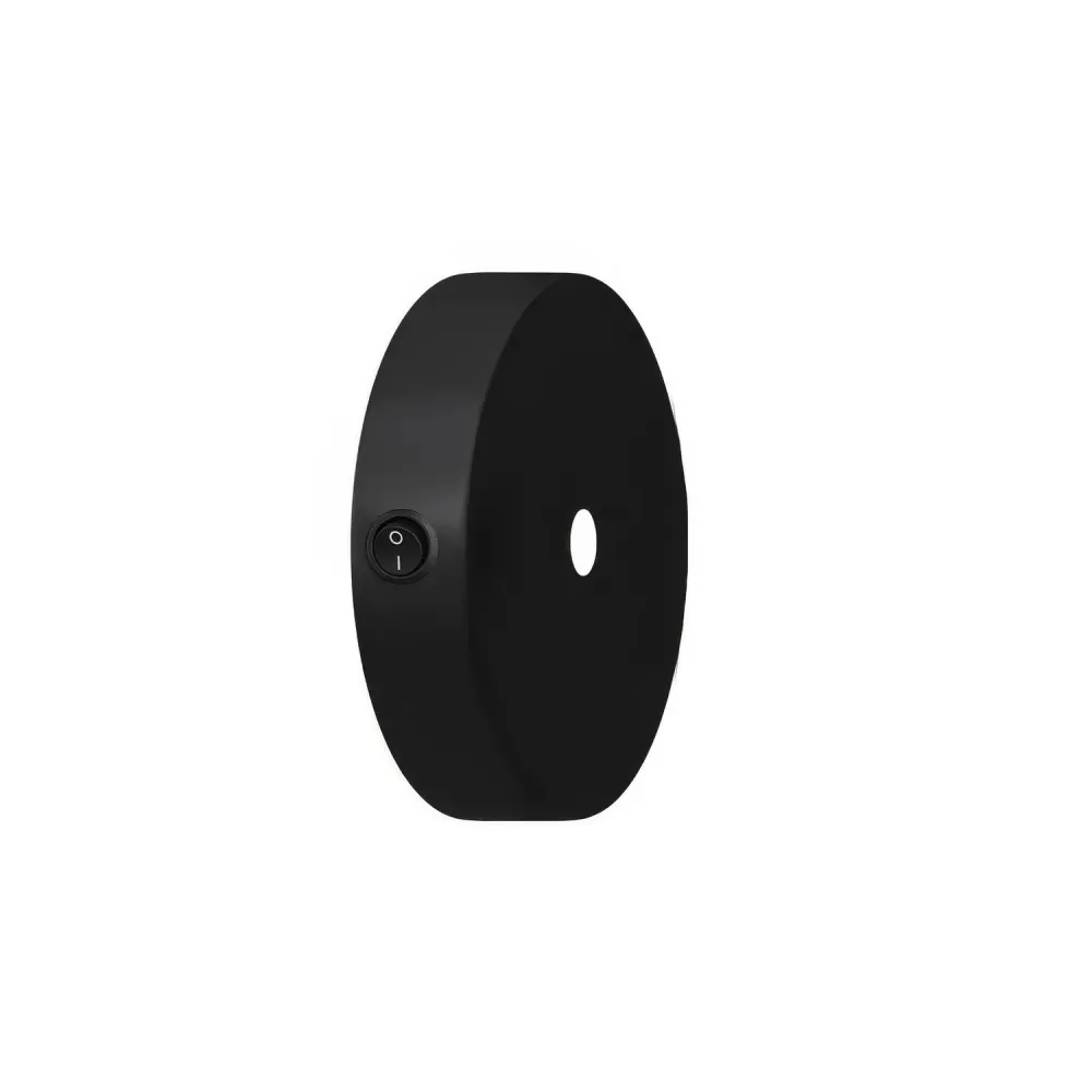 Kit mini rozeta de tavan cilindrică din metal cu întrerupător - Negru