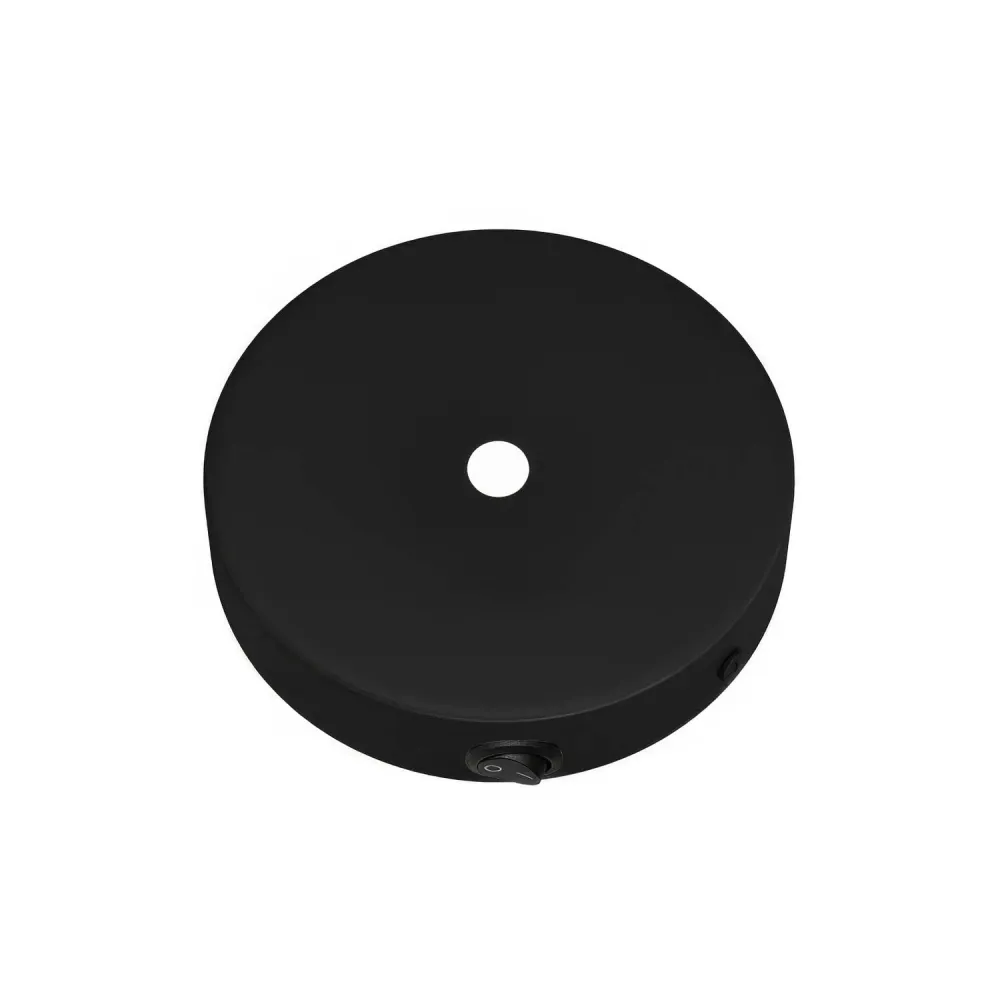 Kit mini rozeta de tavan cilindrică din metal cu întrerupător - Negru