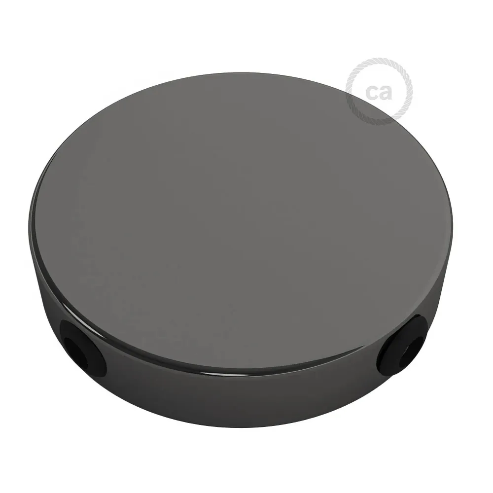 Kit rozeta de tavan cilindrică din metal cu 4 orificii laterale (cutie de derivație) - Negru perlat