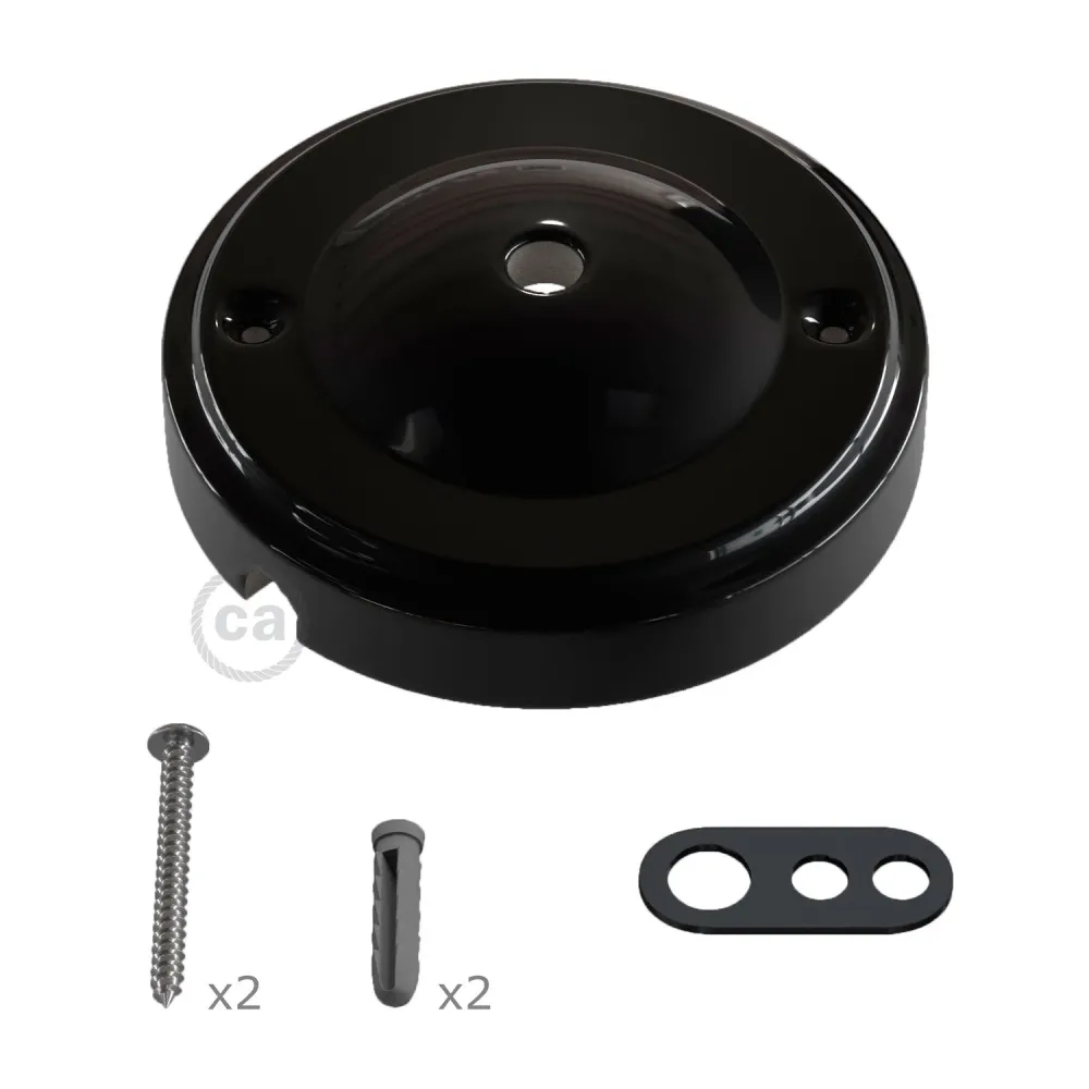 Kit rozeta de tavan Minimal din porțelan - Negru
