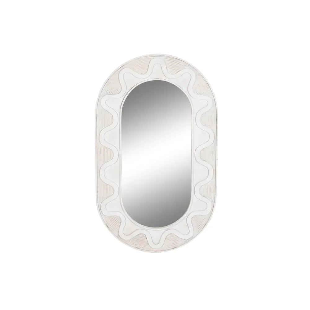 Oglindă de perete DKD Home Decor Alb Geam Lemn de mango Modern Romb 154 x 4 x 92 cm