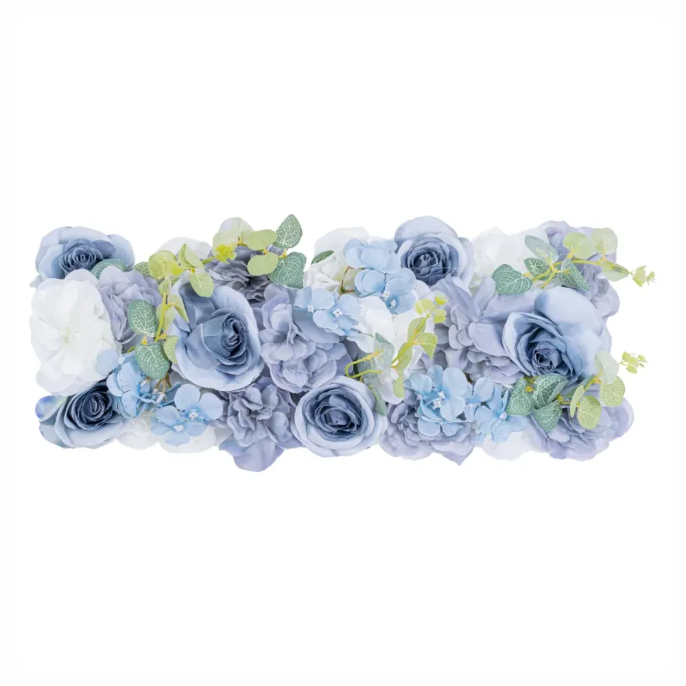 Panou din plante artificiale cu flori, Naimeed D5908, Albastru, 250x100mm