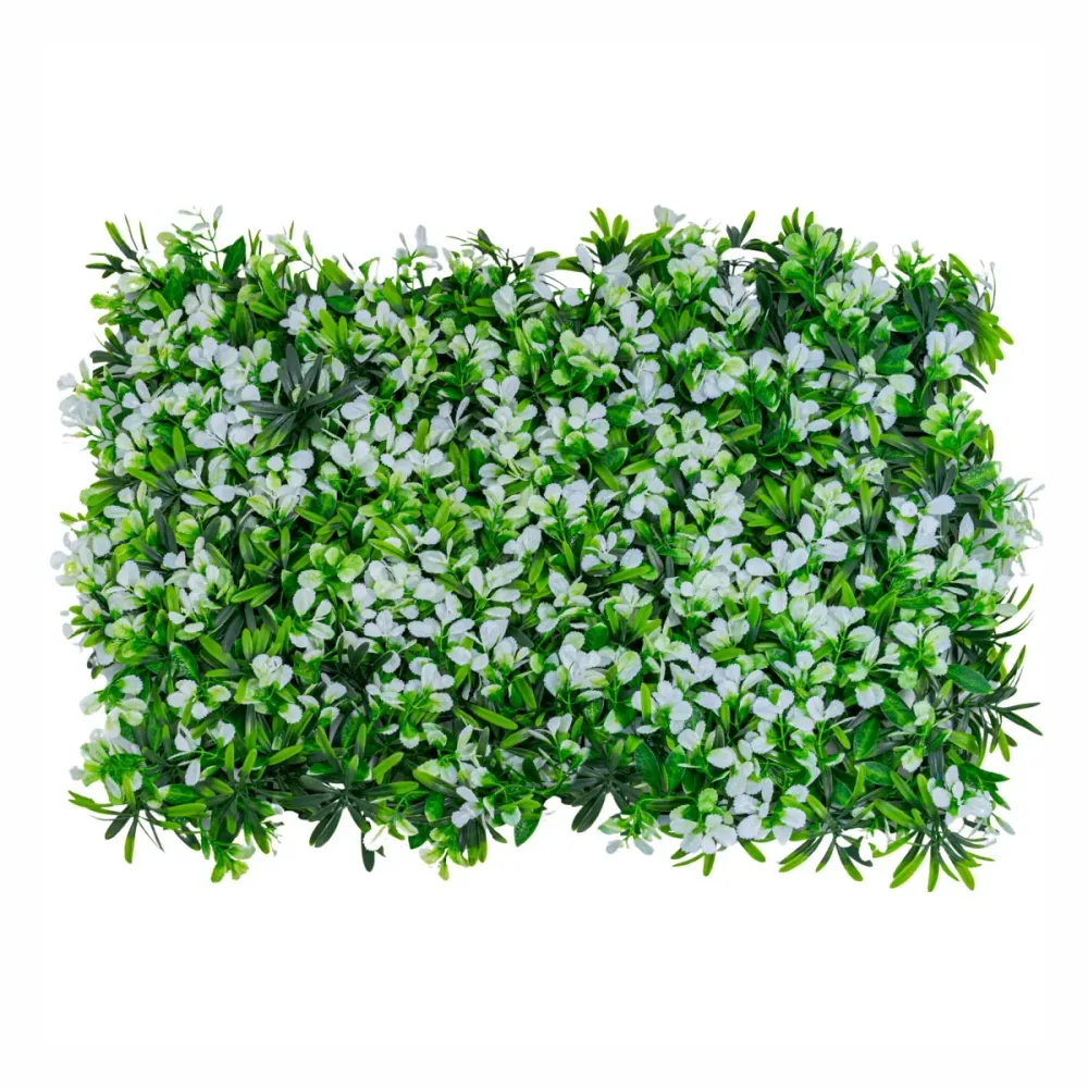Panou din plante artificiale, cu frunze, Naimeed D5895, Alb-Verde, 600x400mm