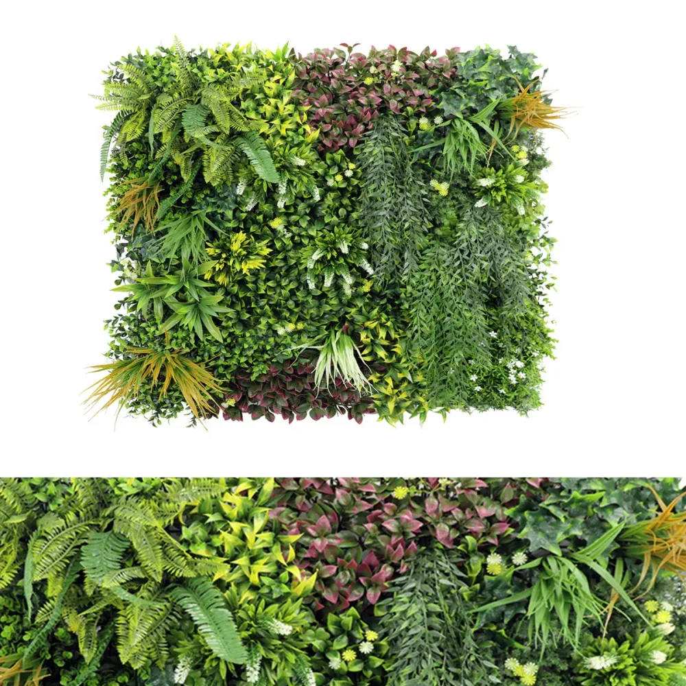 Panou din plante artificiale,cu frunze, Naimeed D7436, Multicolor, 100x100 cm