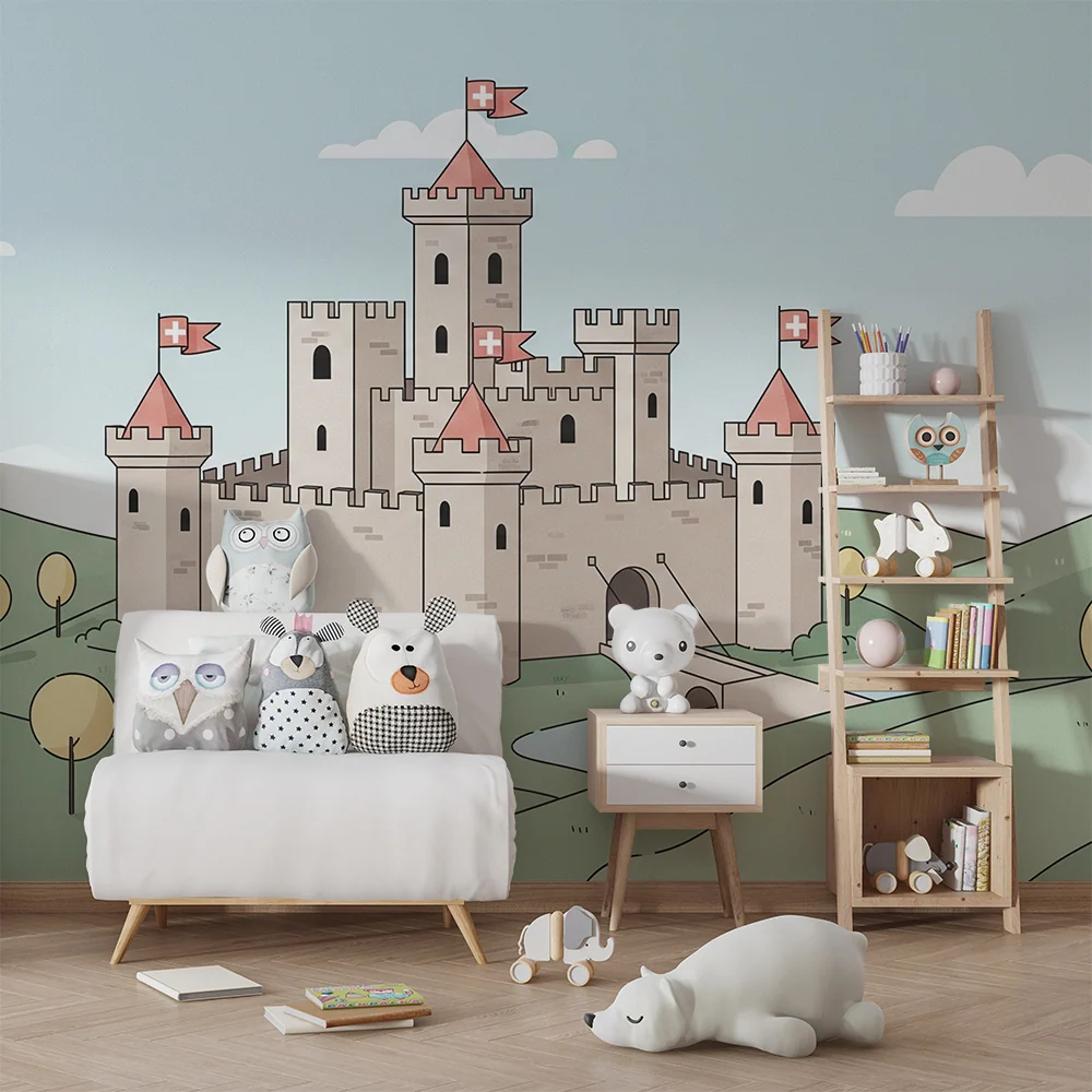 Papel de parede crianç | Castel fermecat cu peisaje verzi