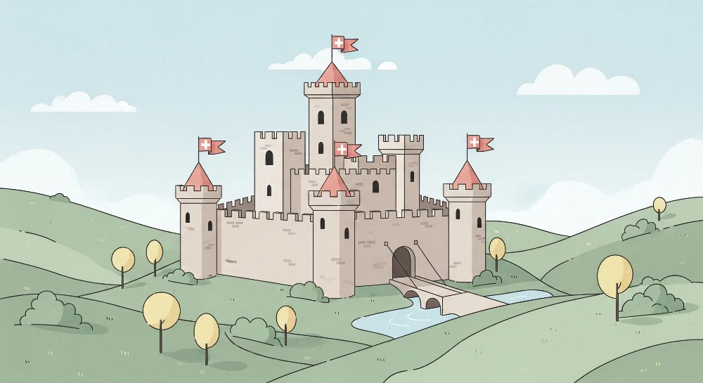 Papel de parede crianç | Castel fermecat cu peisaje verzi