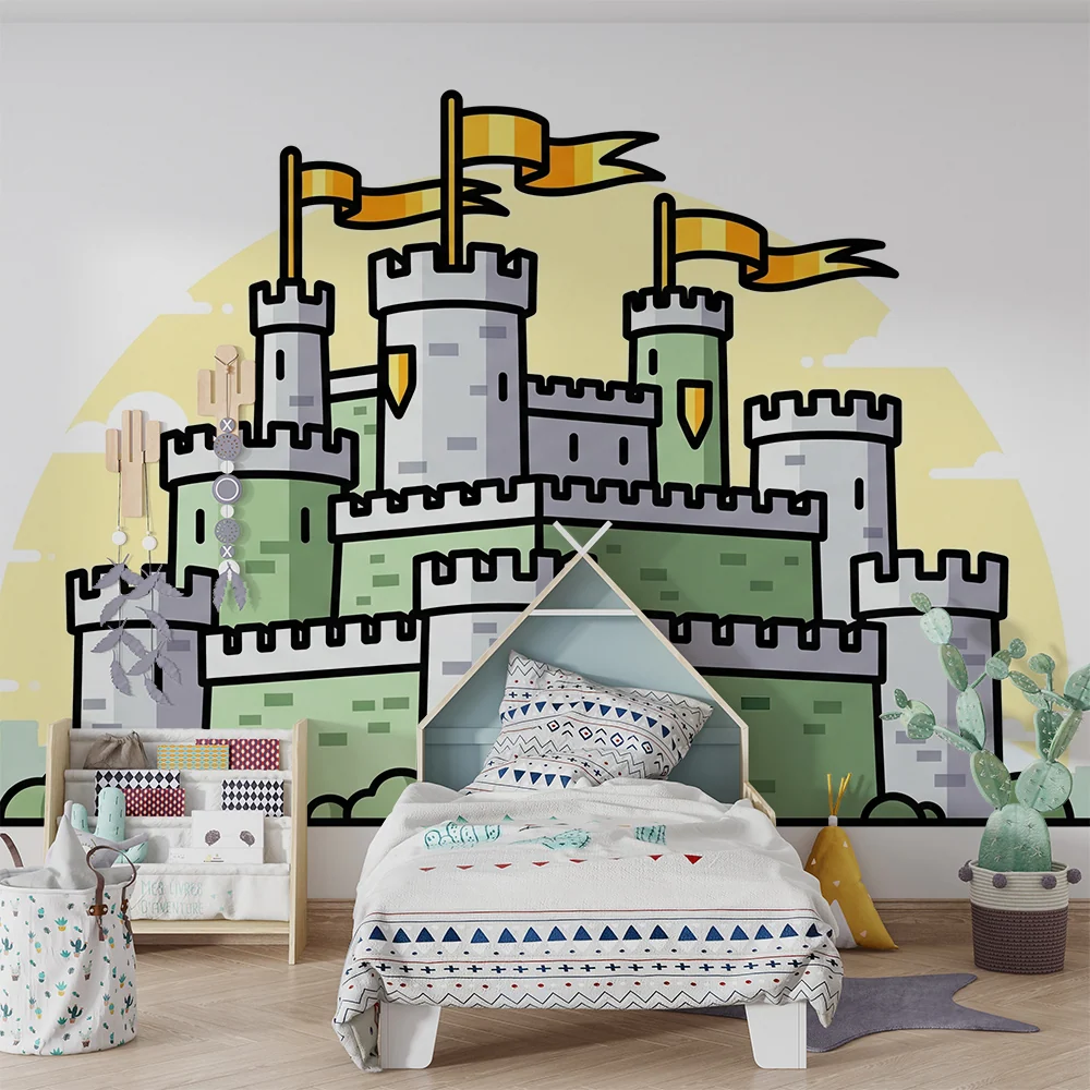 Papel de parede crianç | Castel medieval colorat cu steaguri fluturând