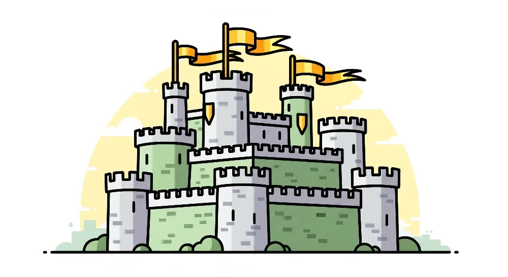 Papel de parede crianç | Castel medieval colorat cu steaguri fluturând
