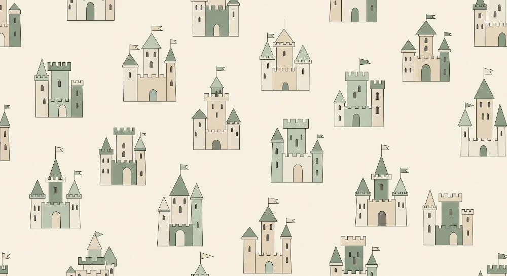 Papel de parede crianç | Castelos encantadores em cores suaves