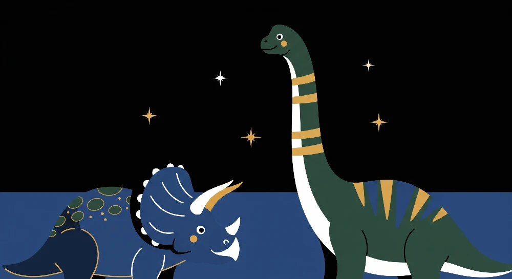 Papel de parede crianç | Dinozaur colorat sub un cer înstelat