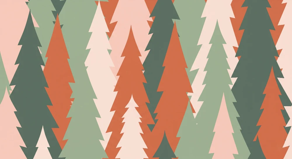 Papel de parede crianç | Floresta estilizada com árvores coloridas