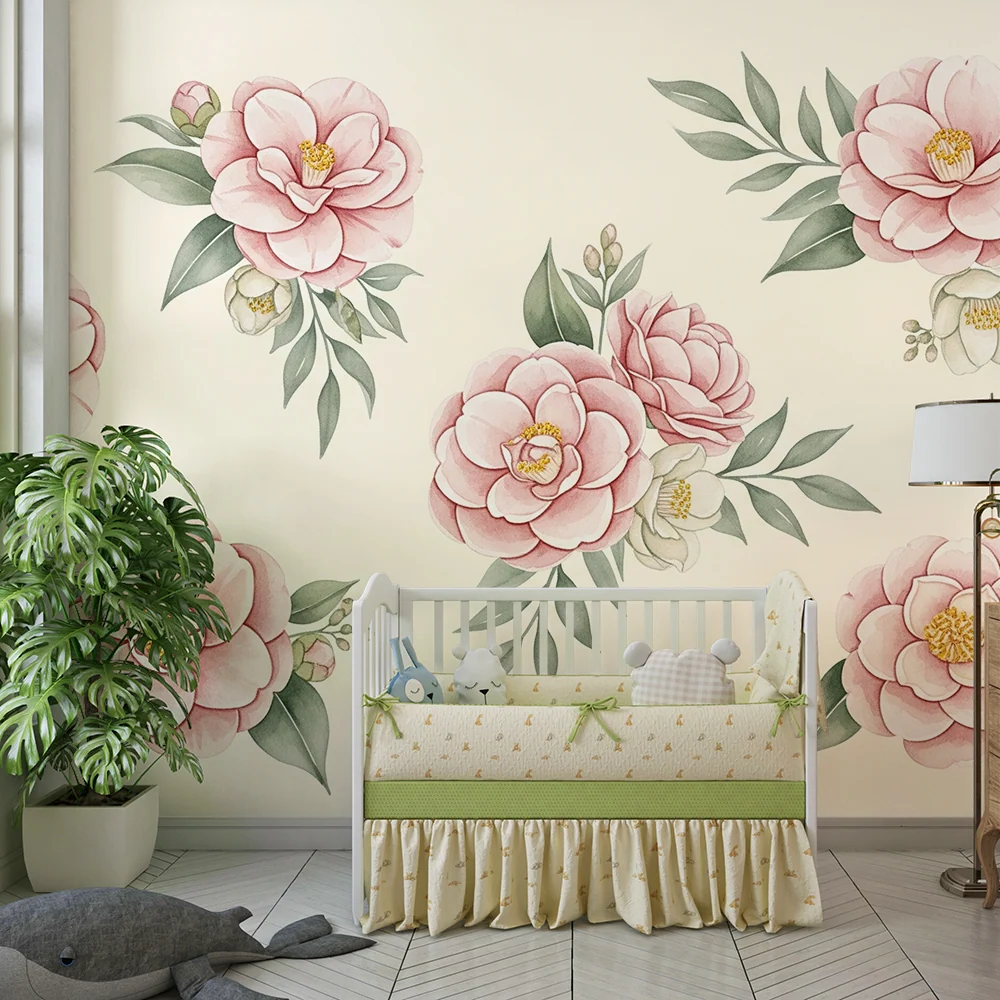 Papel de parede quarto bebê | Șase grămezi de flori elegante