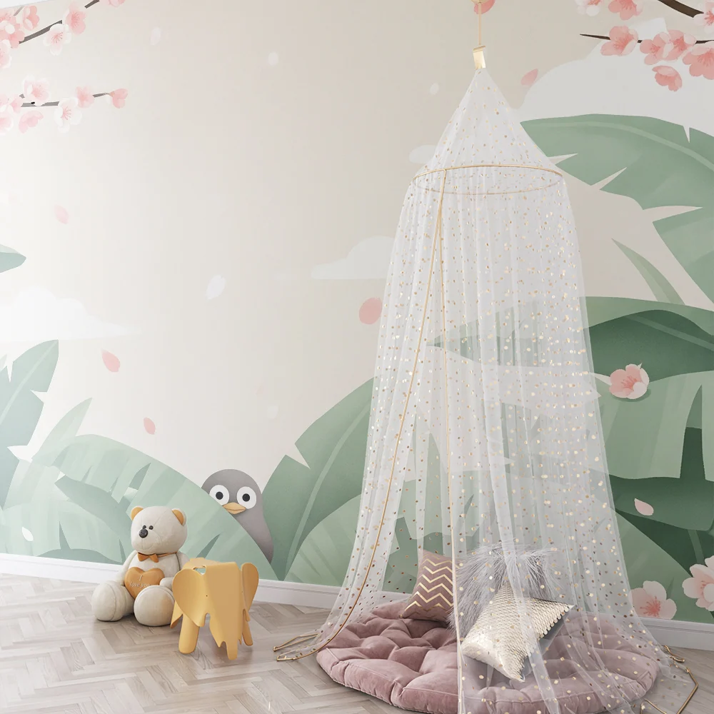 Papel de parede quarto bebê | Pasăre curioasă într-o grădină înflorită