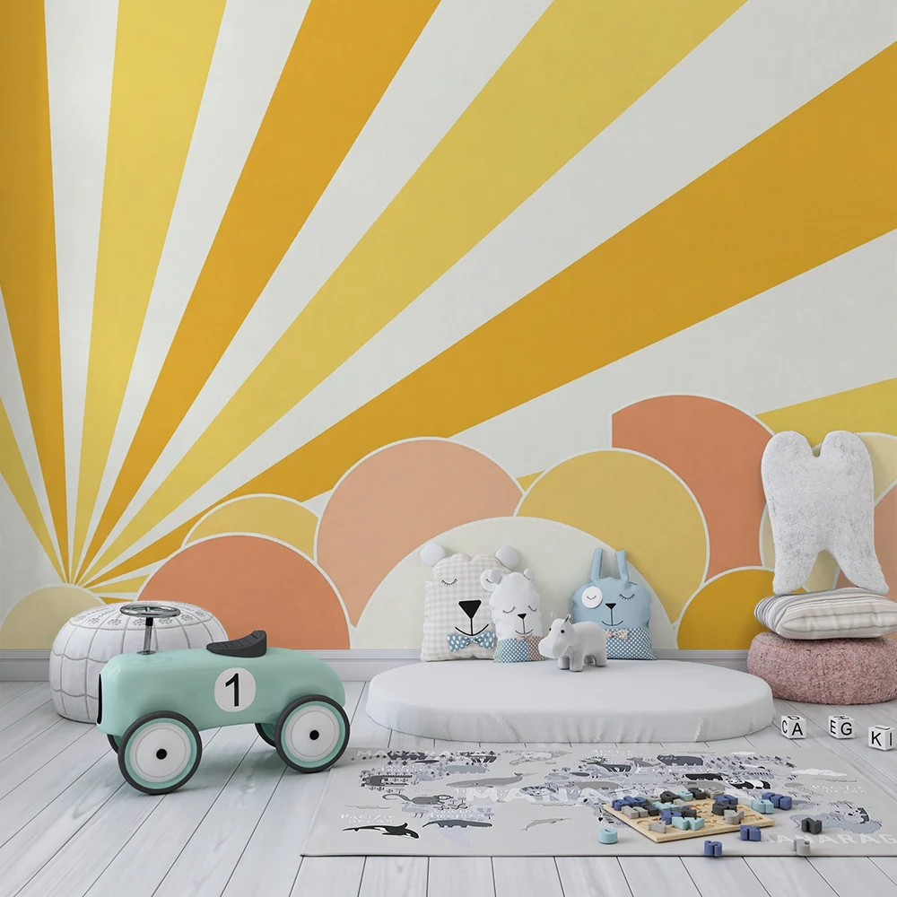 Papel de parede quarto bebê | Raze de soare și nori pastelati