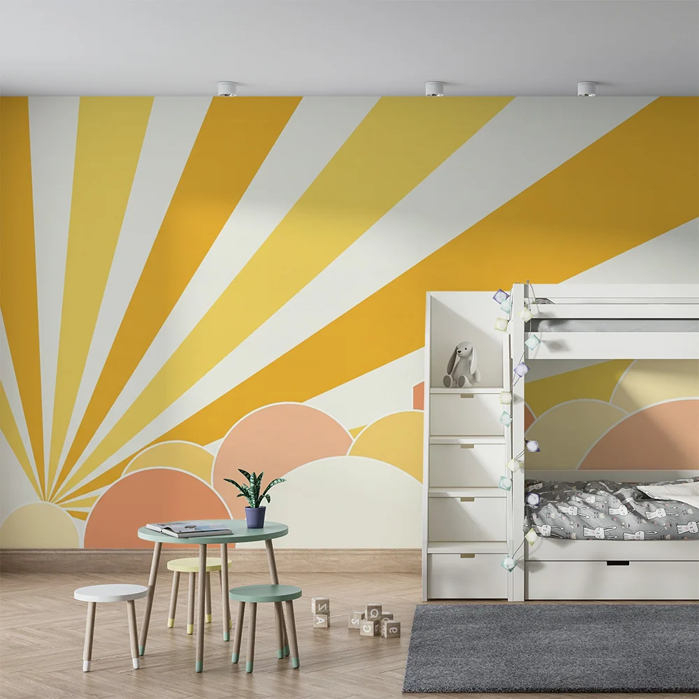 Papel de parede quarto bebê | Raze de soare și nori pastelati