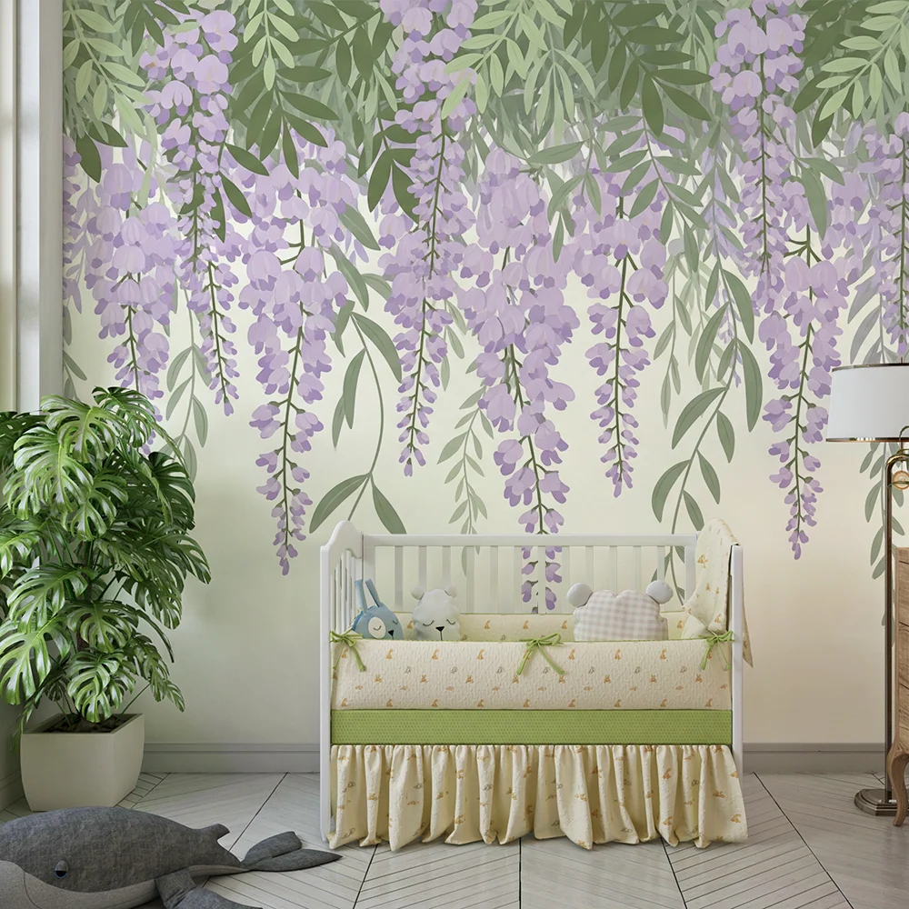 Papel de parede quarto bebê | Vițe de glicină înflorită