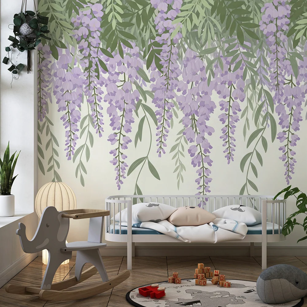 Papel de parede quarto bebê | Vițe de glicină înflorită
