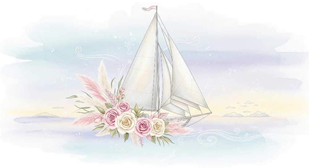 Papel de perete cameră bebeluși | Velier elegant cu flori pastel