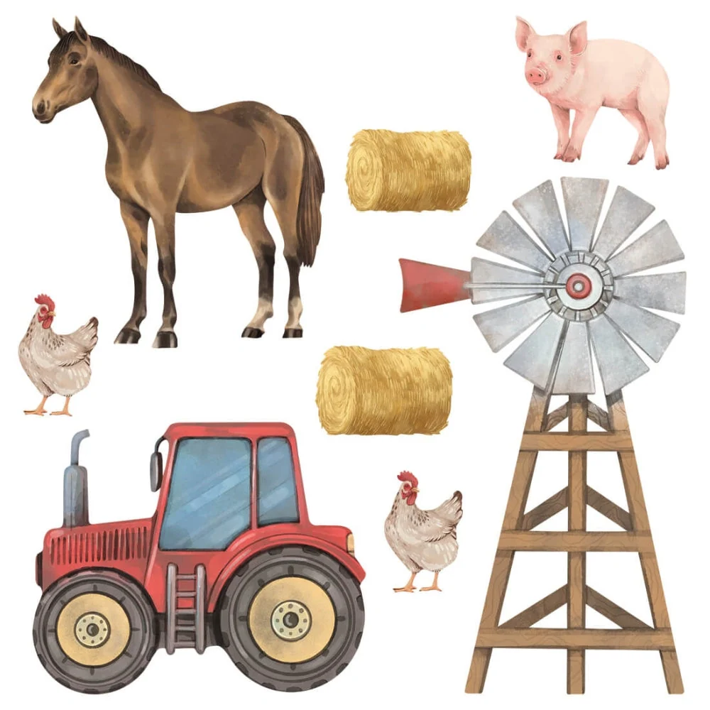 PASTELOVELOVE autocolante de perete pentru copii animale de fermă I