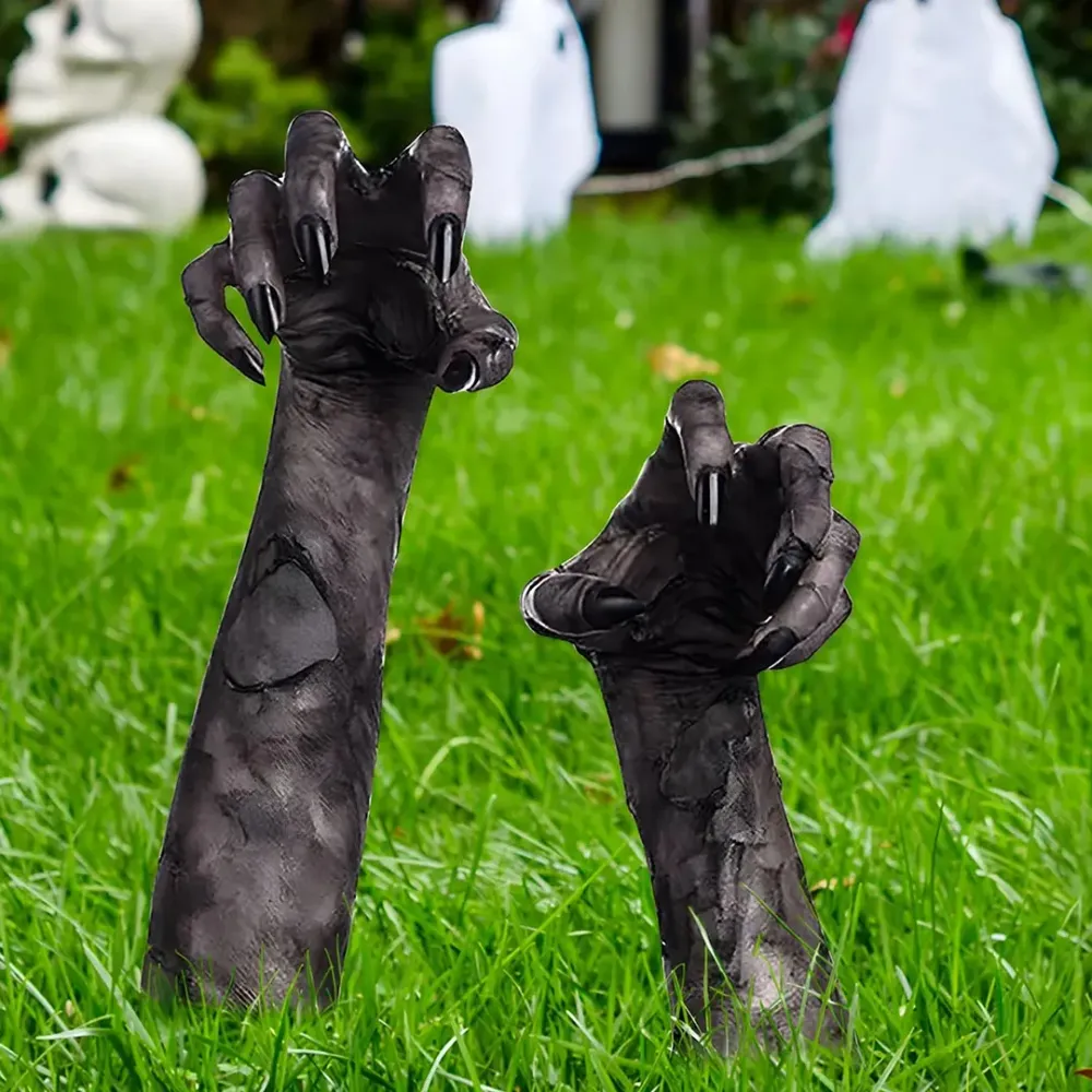 2 piese de mână de fantomă de Halloween în simulare 3D - Decorațiune înfricoșătoare pentru grădină și exterior
