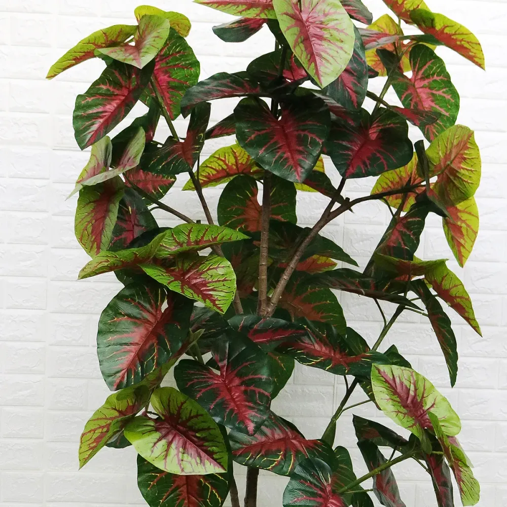 Planta artificiala, Alocasia fara ghiveci, D4288, 200cm, verde/rosu