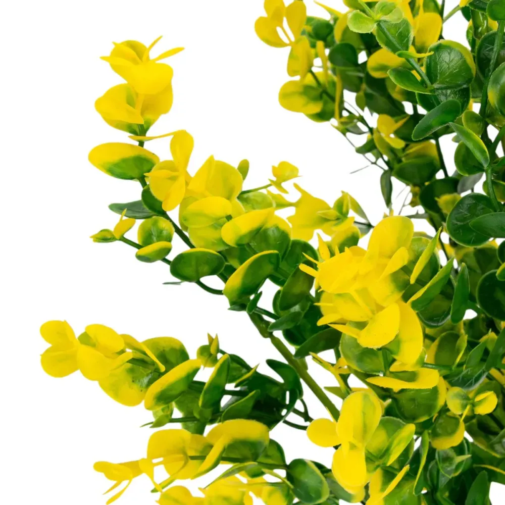 Planta decorativa artificiala, fara ghiveci, tip Eucalipt, Naimeed D6963, 80 cm, Galben