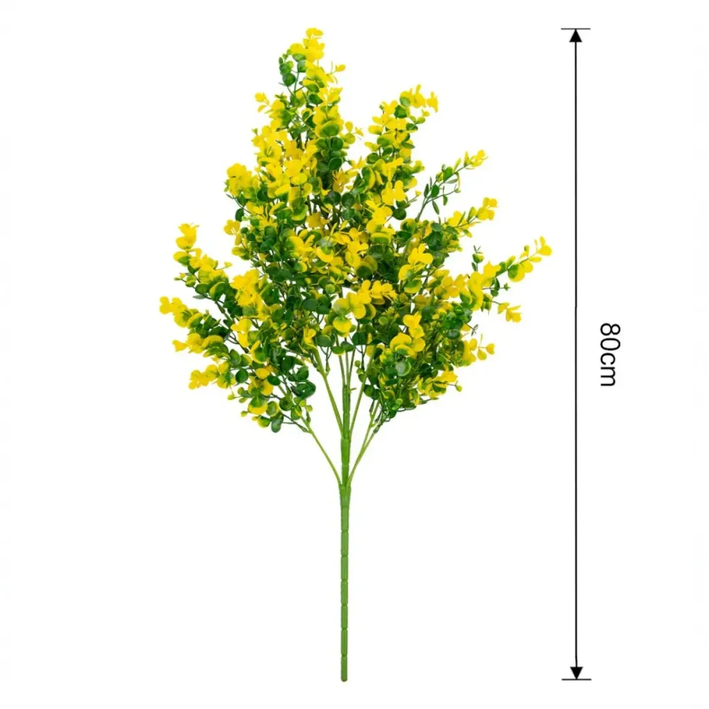 Planta decorativa artificiala, fara ghiveci, tip Eucalipt, Naimeed D6963, 80 cm, Galben