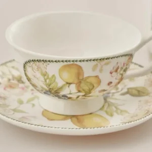 Set Ceai Porțelan - Cană 300ml cu Farfurioara