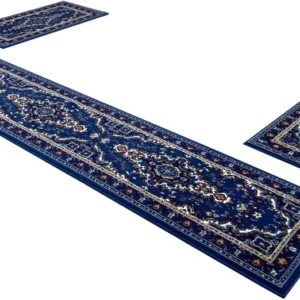 Set 3 covoare Oriental DELAVITA, albastru deschis